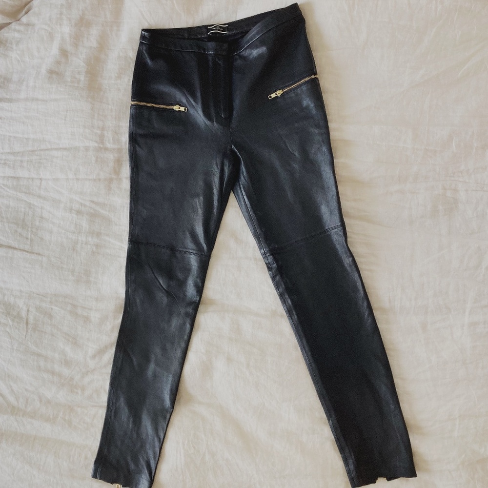 By Malene Birger Leather Bongani Moto Pant Black 36 $930